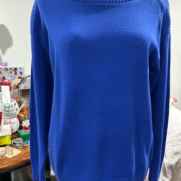 LOFT 100% Cotton Royal Blue Sweater Size Small - Picture 4 of 8
